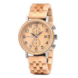 BOBO BIRD – Montre en bois aiguilles cadre forme ronde homme et femme