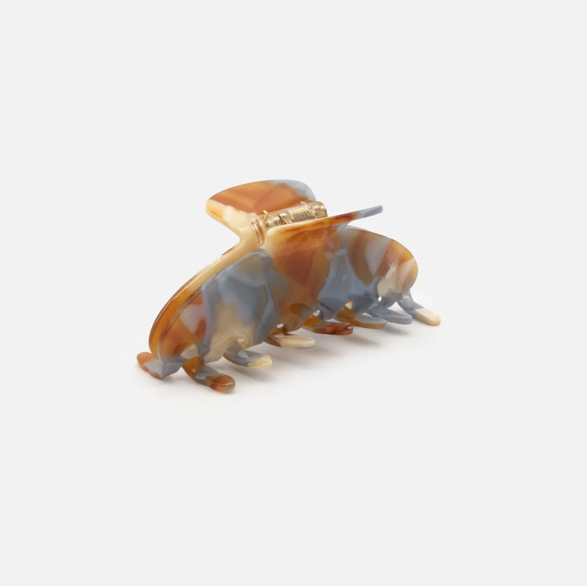 Pince bleu pâle, caramel & ivoire en plastique au fini lustré – Image 2