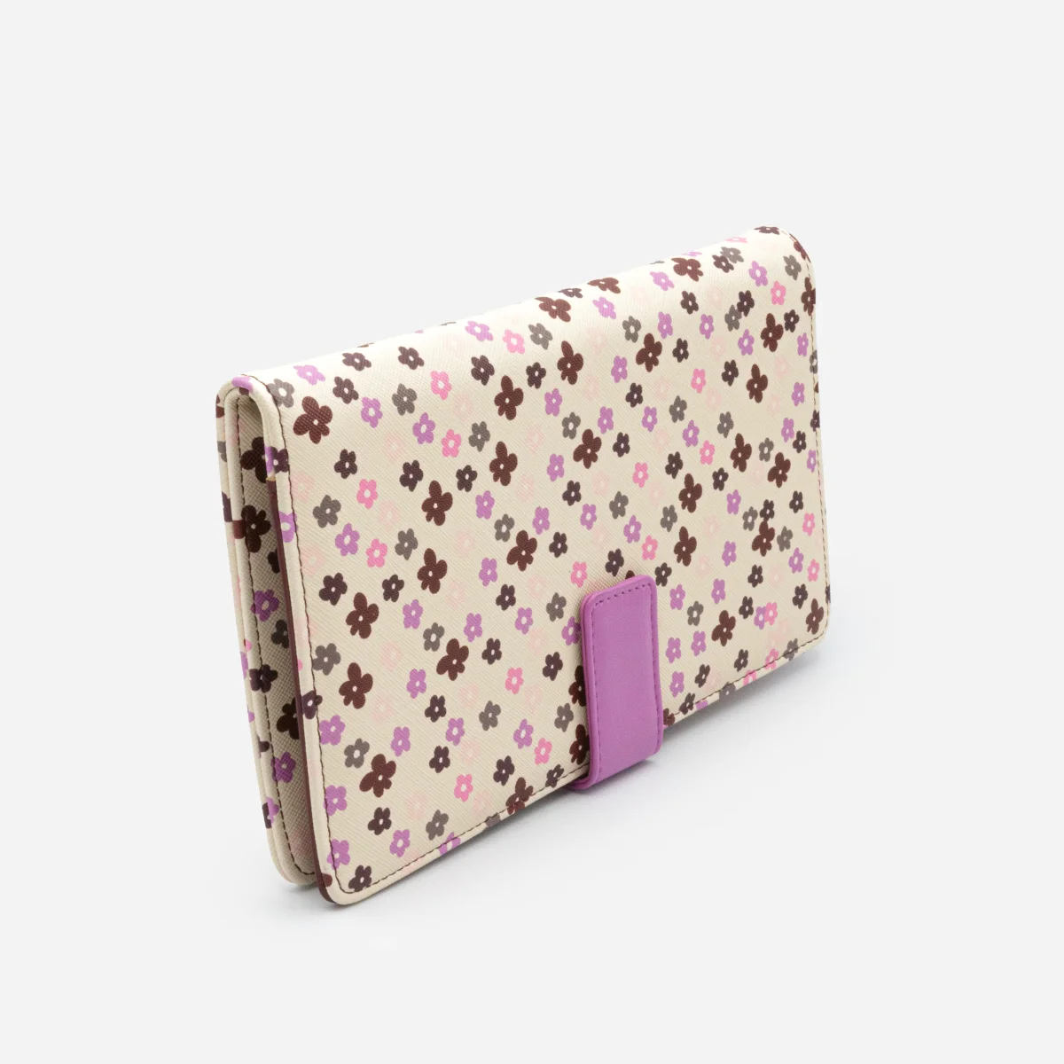 Organisateur à documents de voyage à imprimé floral mauve et rose – Image 3