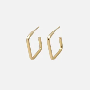 Boucles d'oreilles anneaux dorés rectangulaires